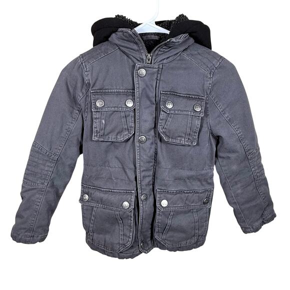 Urban Republic Boys Sherpa Lined Utility Military Jacket Size 7/8 Gray Coat - Picture 1 of 15